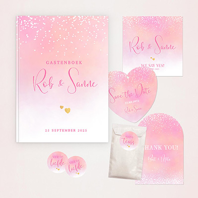 Romantische en dromerige trouwcollectie in roze tinten.